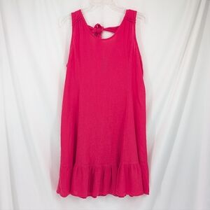 Terzo Millennio Linen Blend Pink Tiered Shift Sleevelss Sun Dress Size Medium